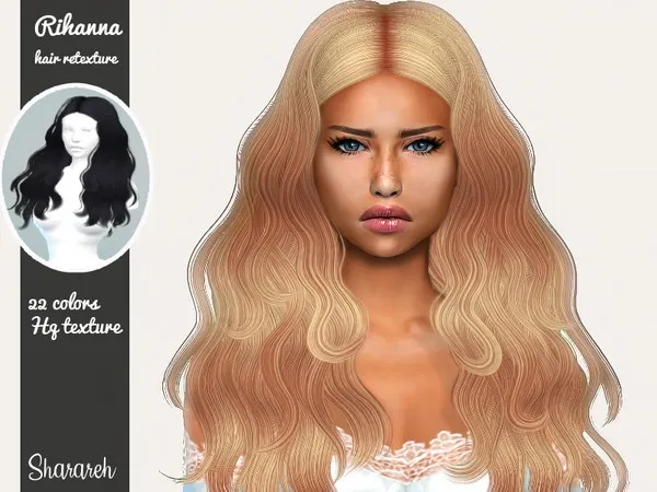 Alpha Rihanna hair retexture - The Sims 4 Custom Content