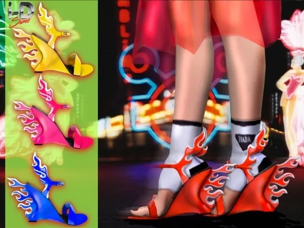 Alpha FLAME SANDALS by polygoncouture - The Sims 4 Custom Content