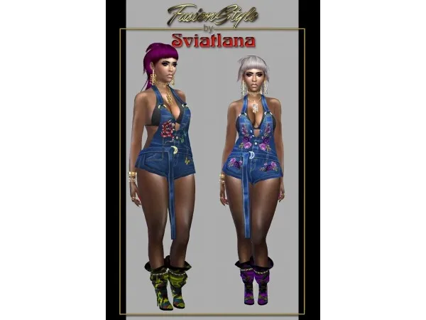 Alpha Denim Shorts Jumpsuit by sviatlana by fusionstyle - The Sims 4 Custom Content