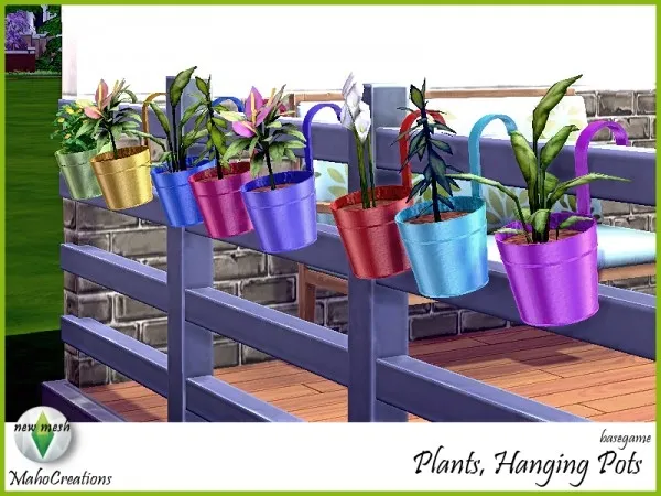 Maxis Match mahocreations Hanging Pots For Fences Plants And Planter - The Sims 4 Custom Content