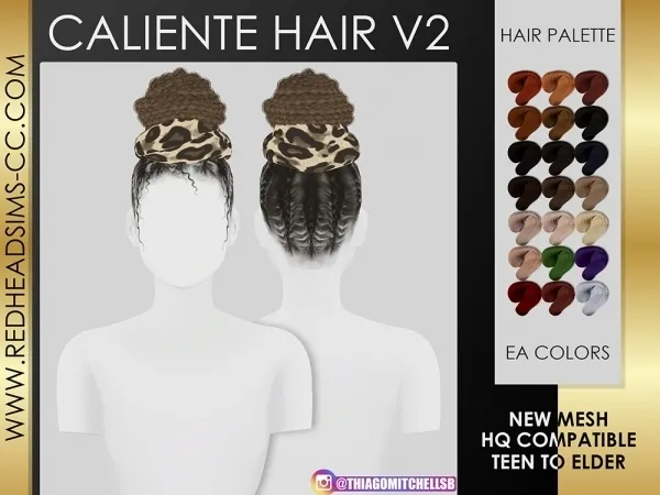 Maxis Match CALIENTE HAIR V2 by redheadsims - The Sims 4 Custom Content