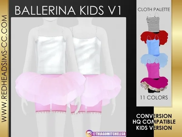 Alpha BALLERINA KIDS V1 by redheadsims - The Sims 4 Custom Content