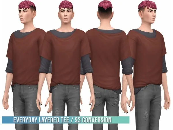 Maxis Match bustedpixels Everyday Layered Tee S3 Conversion - The Sims 4 Custom Content