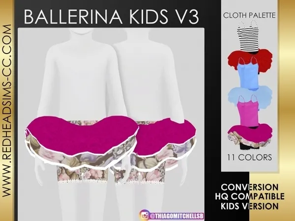 Alpha BALLERINA KIDS V3 by redheadsims - The Sims 4 Custom Content