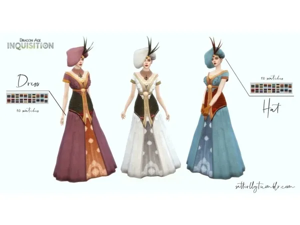 Alpha satterlly Dragon Age Inquisition Orlesian Dress and Hat - The Sims 4 Custom Content
