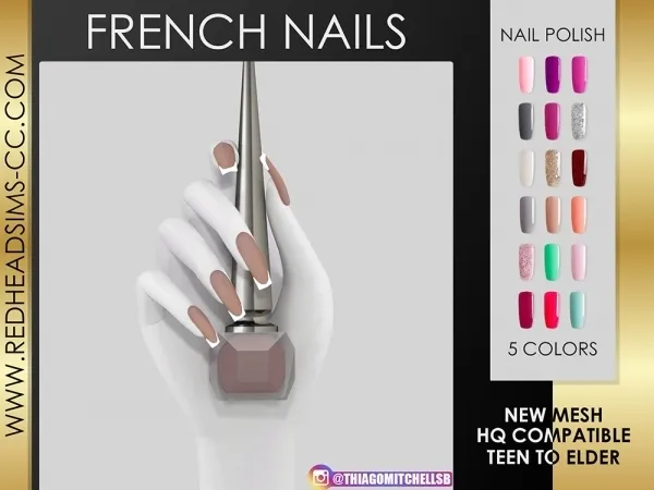 Alpha FRENCH NAILS by redheadsims - The Sims 4 Custom Content