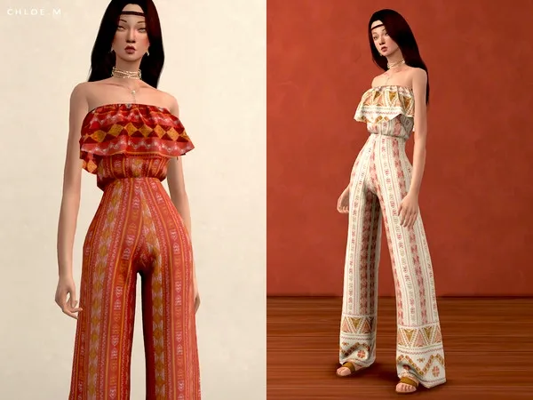 Alpha ChloeM Boho style Jumpsuit - The Sims 4 Custom Content