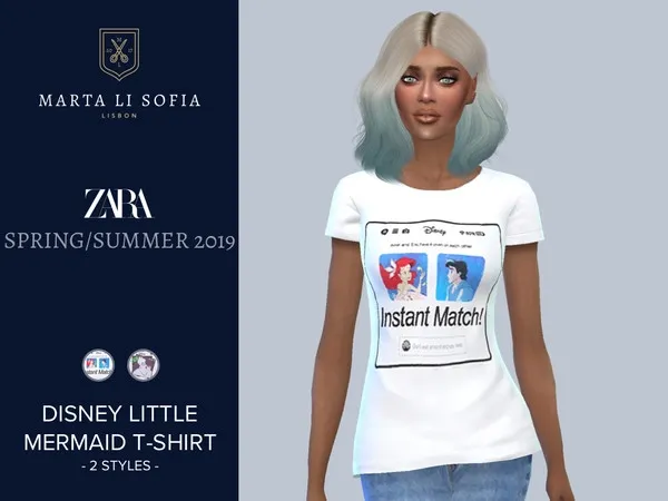 Alpha Marta Li Zara Little Mermaid T shirt - The Sims 4 Custom Content