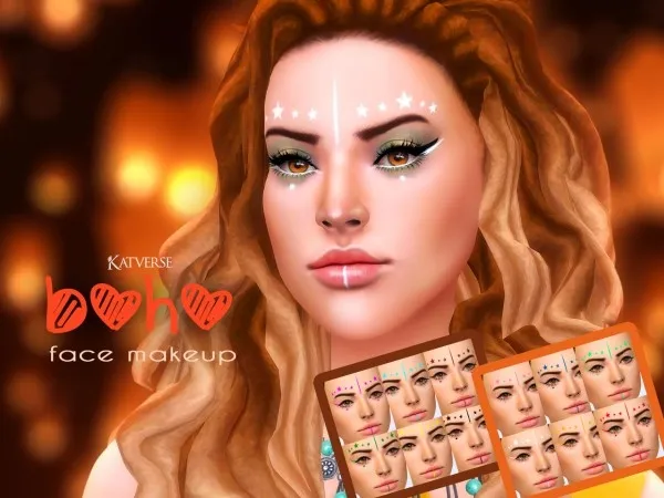 Alpha katverse Boho Face makeup by katverse - The Sims 4 Custom Content