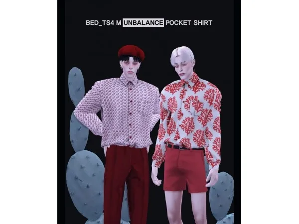 Alpha BED_TS4 M unbalance pocket shirts - The Sims 4 Custom Content