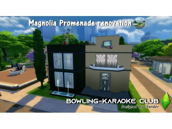 Maxis Match Magnolia Promenade renovation 4 Bowling Karaoke club NO by iSandor - The Sims 4 Custom Content