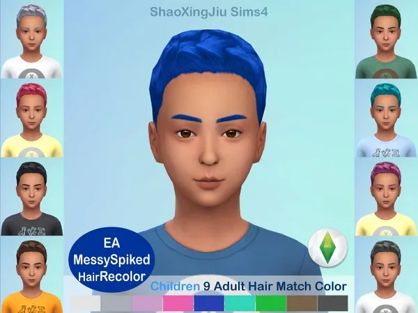 Maxis Match Kid Messy Spiked Hair Recolor - The Sims 4 Custom Content