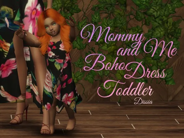 Boho Dress Mommy and Me Toddler - The Sims 4 Custom Content
