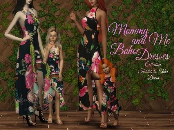 Alpha Boho Dresses Mommy and Me Collection - The Sims 4 Custom Content