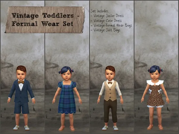 Alpha Vintage Toddlers Formal Wear Set Toddlers and Seasons - The Sims 4 Custom Content