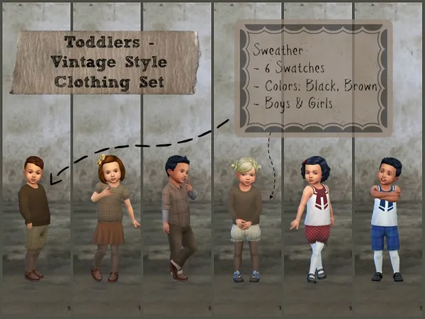 Vintage Toddlers Sweather Cats and Dogs needed - The Sims 4 Custom Content
