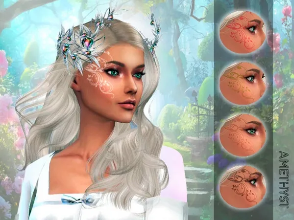 Alpha Forest face tattoo - The Sims 4 Custom Content