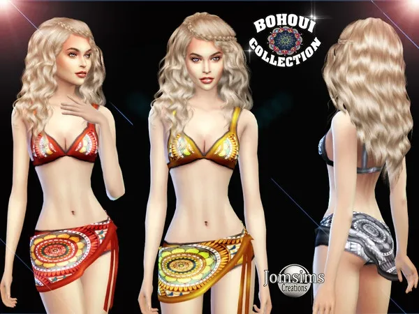 Alpha BOHOUI Collection swimsuit 2 with pareo - The Sims 4 Custom Content
