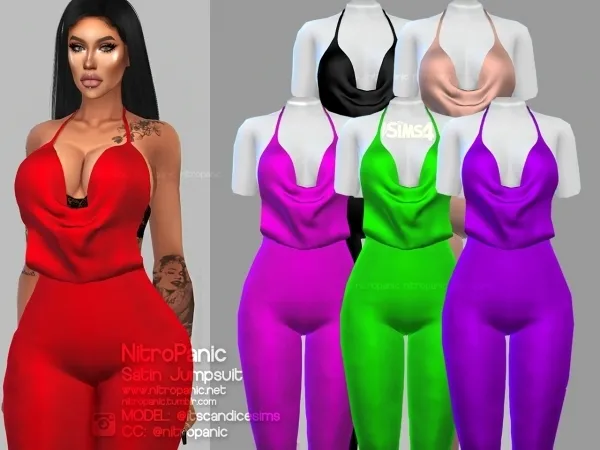 Alpha Satin Jumpsuit - The Sims 4 Custom Content