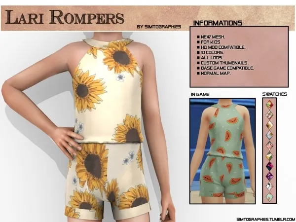 Alpha Lari Rompers - The Sims 4 Custom Content