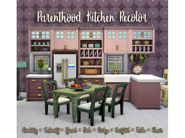 Maxis Match missrubybird Parenthood Kitchen Posh Recolor - The Sims 4 Custom Content