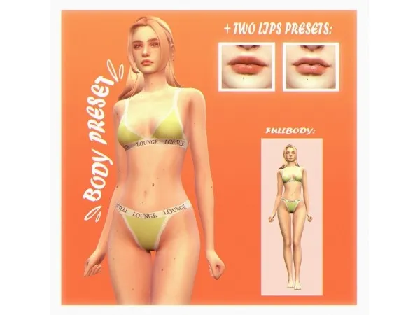 Maxis Match holistic simmer 1 body preset 2 lips presets - The Sims 4 Custom Content