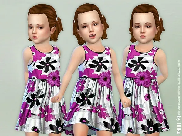 Alpha Black Purple Flower Dress - The Sims 4 Custom Content