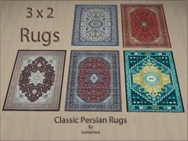 Alpha Classic Persian Rugs 3x2 Cloned and recolored from Basegame Fleur de Lis Area Rug by oumamea - The Sims 4 Custom Content