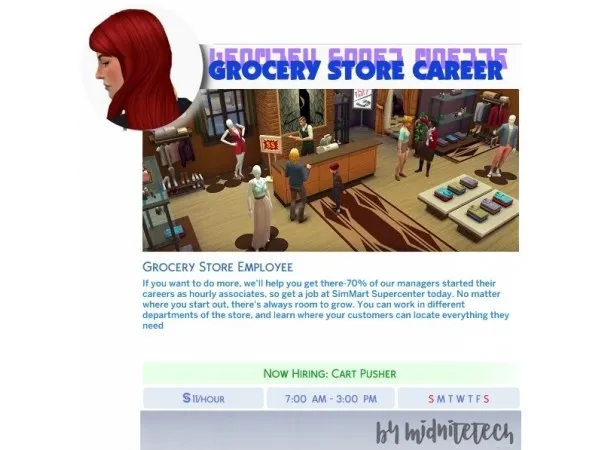 Mix midnitetech GROCERY STORE WORKER - The Sims 4 Custom Content