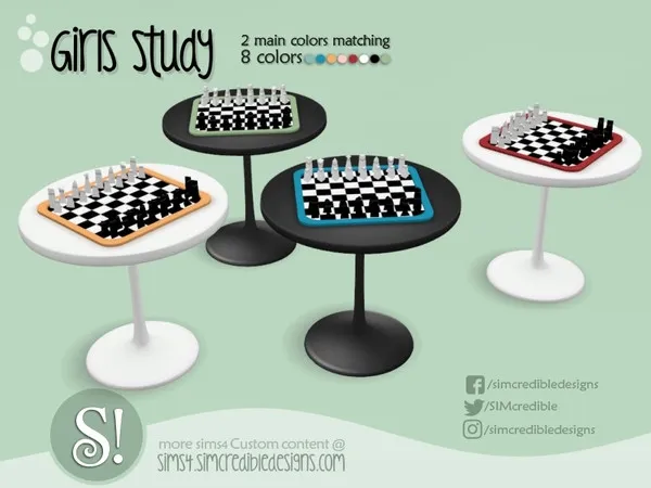 Girls Studio chess table - The Sims 4 Custom Content