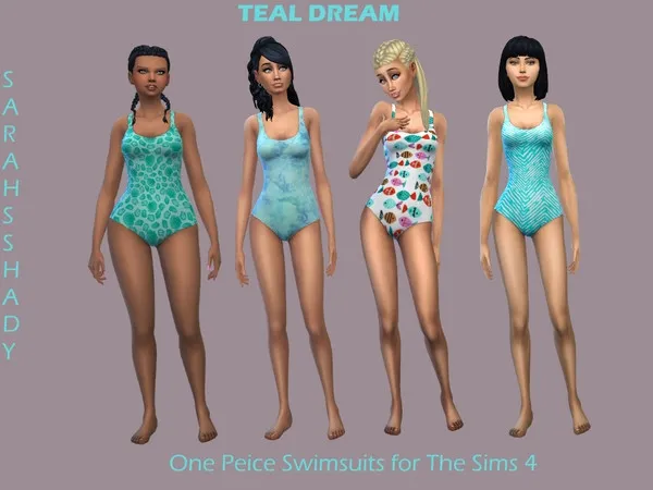 Alpha Teal Colorful Swimsuits - The Sims 4 Custom Content