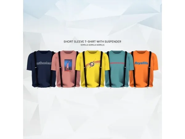 Alpha Short Sleeve T Shirt with Suspender by simsfinds - The Sims 4 Custom Content