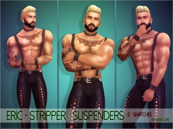 Maxis Match Eric Stripper Suspenders by mathcopesims - The Sims 4 Custom Content