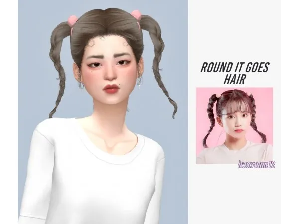 Alpha Round it goes hair by casteru - The Sims 4 Custom Content