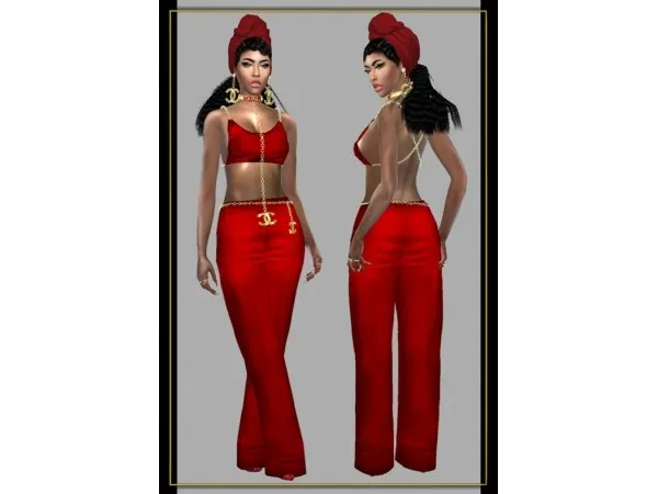 Alpha fusionstyle by sviatlana Flared jumpsuit with chains - The Sims 4 Custom Content