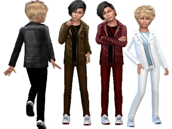 Alpha Leather jacket male child - The Sims 4 Custom Content
