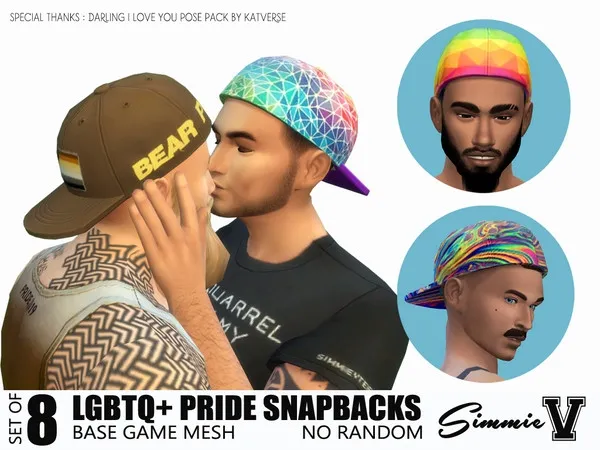 Maxis Match SimmieV_LGBTQ Pride Snapbacks - The Sims 4 Custom Content
