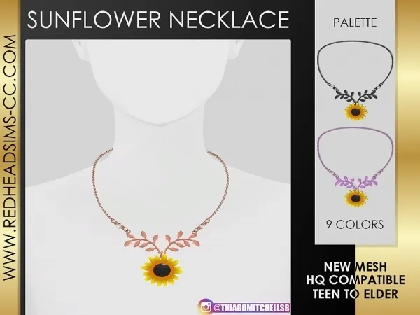 Alpha SUNFLOWER NECKLACE - The Sims 4 Custom Content