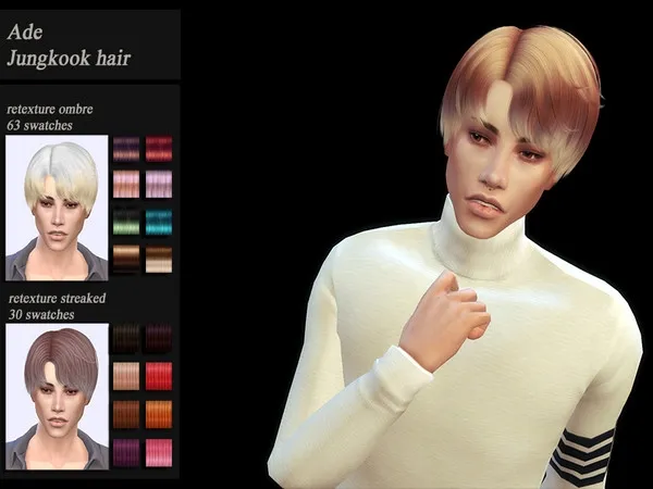HoneysSims4 Retexture hair male Ade Jungkook mesh required - The Sims 4 Custom Content
