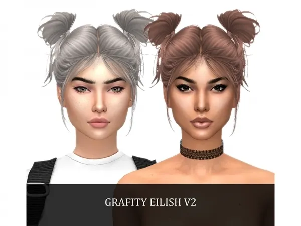 Alpha Eilish Hair V2 by grafity-cc - The Sims 4 Custom Content