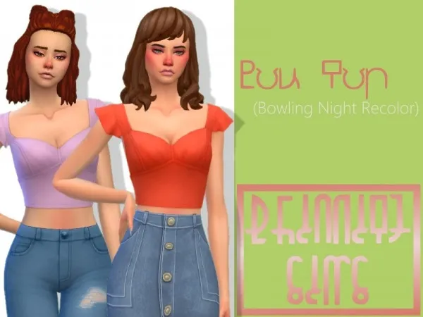Maxis Match brianitesims Bowling Night Bow Top Recolor - The Sims 4 Custom Content