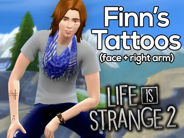 Alpha Life is Strange 2 Finn Face and Arm Tattoos - The Sims 4 Custom Content