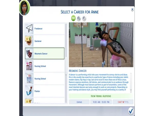 Maxis Match Dance Career by MesmericSimmer - The Sims 4 Custom Content