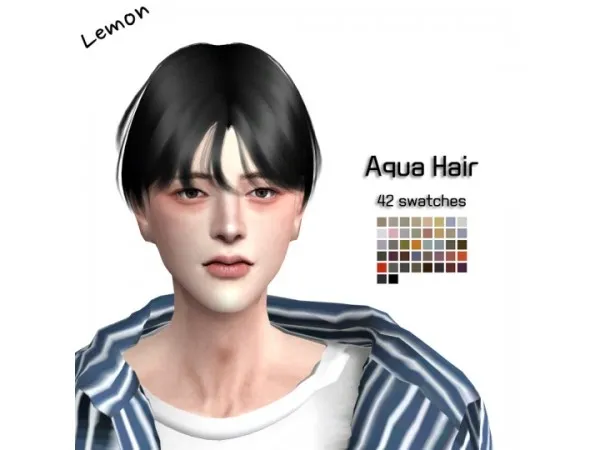 Alpha [Lemon] Aqua Hair - The Sims 4 Custom Content