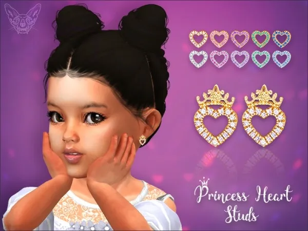 Alpha Princess Heart Studs For Toddlers - The Sims 4 Custom Content