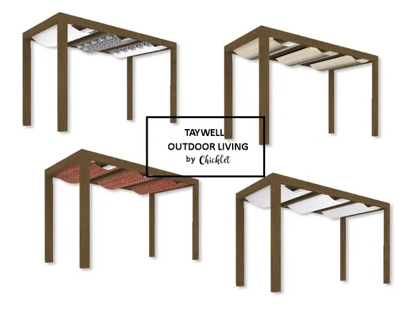 Taywell Outdoor Living Pergola 3 Tile - The Sims 4 Custom Content