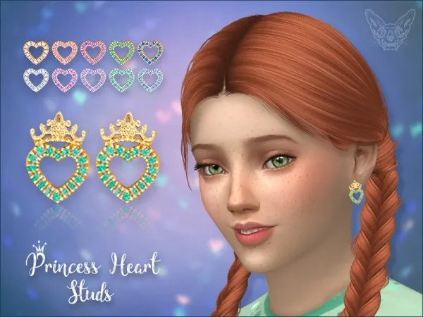 Alpha Princess Heart Studs For Kids by giuliettasims - The Sims 4 Custom Content