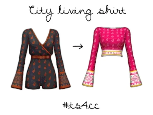 Maxis Match City Living shirt (new mesh) by nellythekid - The Sims 4 Custom Content