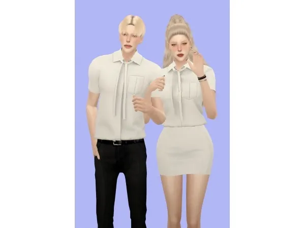 Alpha [sudal] Couple Shirt Set - The Sims 4 Custom Content