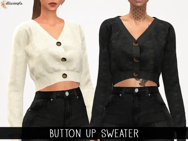 Alpha Elliesimple Button up sweater by elliesimple - The Sims 4 Custom Content